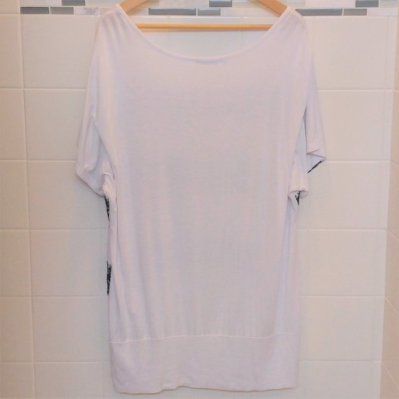 Maurices White Top with Frayed Black Lace Stripes - Picture 3 of 5